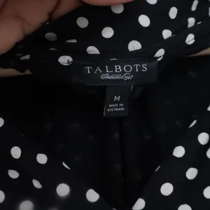 Talbots Top Womens M Sleeveless V-Neck Black Polka Dot Draped Knit Excellent thumbnail 2