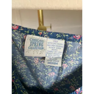 Vintage Cherokee Cotton Cottagecore Dress Midi Ditsy Floral Blue Romantic Spring thumbnail 8