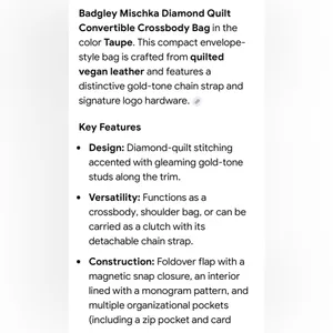 Badgley Mischka NWT Crossbody Diamond Quilting Round Studs on Front Wine Gold thumbnail 5