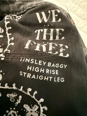 Free People We The Free Tinsley Baggy High Rise Straigjt Leg Jeans Faded Black Slouch Grunge thumbnail 12