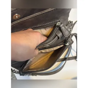 Nine West Silver Gray Fold-Over Crossbody Bag with Silver Chain Strap thumbnail 8
