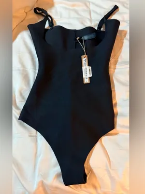 SKIMS NWT Body Zoned Open Bust Thong Bodysuit (B12) size LARGE thumbnail 2