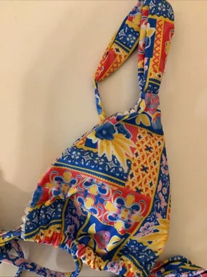 Women's Brazilian Cut Size Medium Bikini - Colorful Multi Color Floral Print. thumbnail 4