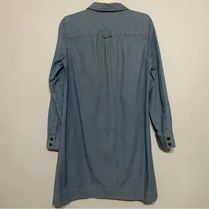 J Crew Chambray Shirt Dress Essential Long Sleeve Cotton Small thumbnail 8