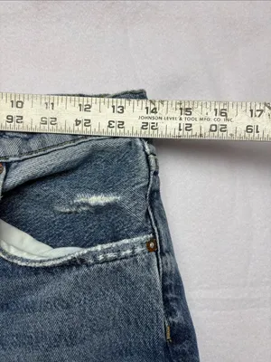 We the Free size 27 Relaxed Fit Distressed Denim Jeans blue straight leg crop thumbnail 5