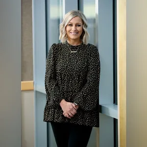 Ott Black Tiered Long Sleeve Blouse – Smudge Dot Print – Size Small thumbnail 3