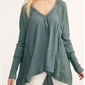 Free People Citrine waffle thermal cotton Top thumbnail 1