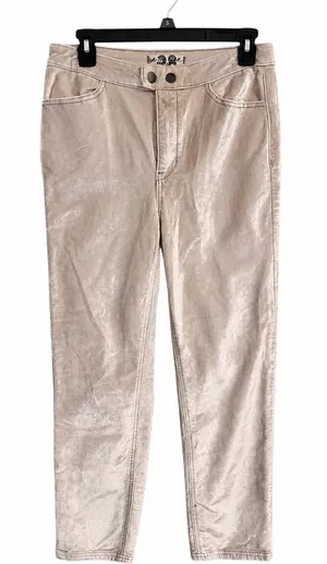 Free People champagne cream velvet cropped skinny pants Waist 28 nwot thumbnail 1
