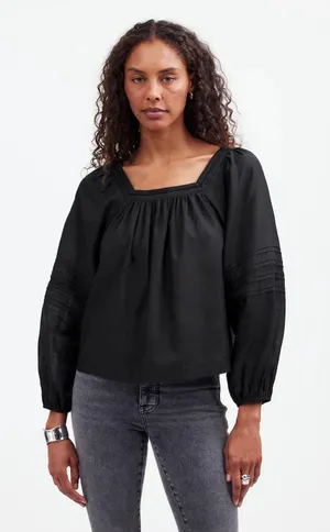 Madewell Black Square Neck Long-Sleeve Top Sz XL NWT thumbnail 1