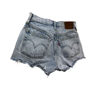 Levis Premium Womens W24 Distressed Denim Shorts High Rise Cutoff Acid Wash 501 thumbnail 2