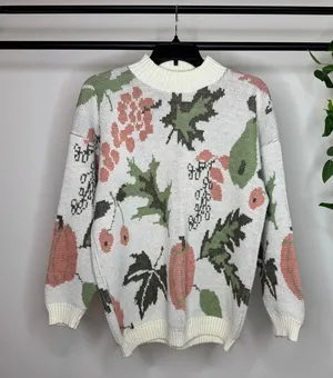 Vintage VTG Bay Point Threads Pumpkin Fall Knit 100% Acrylic Sweater M Medium thumbnail 1