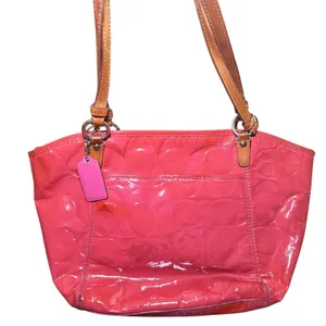 Coach Pink Patent Leather Signature C Embossed Tote‎ Bag with Turnlock Pocket thumbnail 1