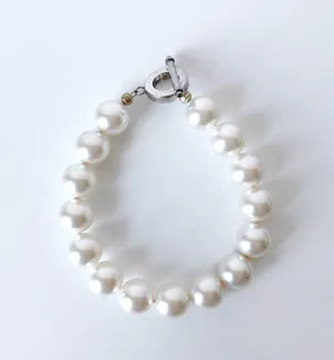 Pearl Bracelet White & Silver Classic Elegant Statement Faux Pearls thumbnail 6