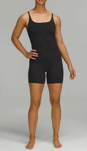 Lululemon Strappy Nulu Shelf Tank Top Black Fitted Crop Size 6 Shelf Bra W1DNJS thumbnail 1