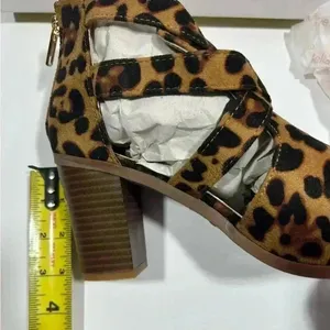 NIB!BellaMarie Leopard print crisscross buckle, zipper chunky heel boot Size 8.5 thumbnail 10