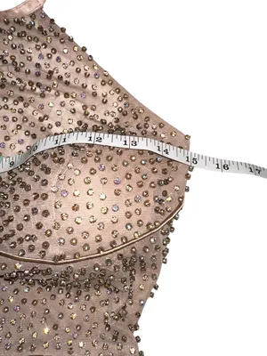 Sherri Hill 52570 Beaded Rhinestone Satin Layered Halter Gown 0 in Mocha thumbnail 7