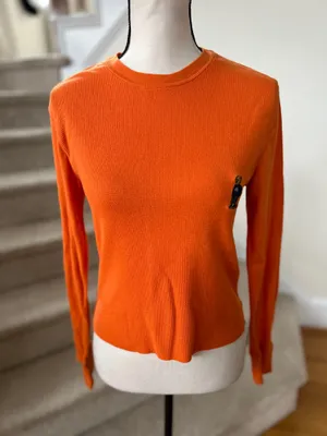 Polo Ralph Lauren American Flag Polo Bear Orange Crewneck Reworked Long Sleeve thumbnail 1
