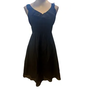 White House Black Market Silk Blend Ruffle V Neck Midi A line Sundress Dress 00 thumbnail 2