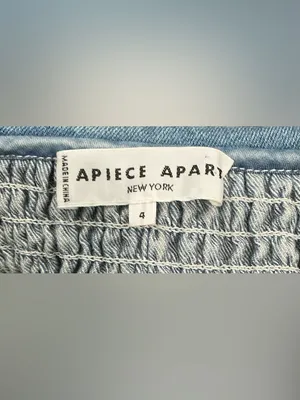 Apiece Apart Aleska Off The Shoulder Denim Crop Top Medium Wash Size 4‎ thumbnail 3