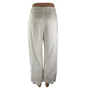 Abercrombie & Fitch White Linen Pleated Palazzo Wide Leg Trousers Dress Pants XS thumbnail 4