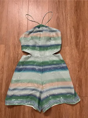 HUTCH BY ANTHROPOLOGIE Striped Sequin Romper thumbnail 3