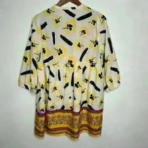 Melloday Boho Colorful Floral Tunic with tie neck Sz‎ L thumbnail 2