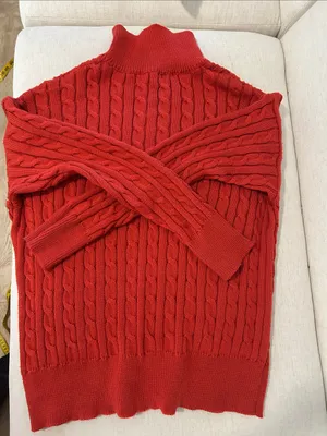 Petal & Pup Frida Cable Knit Half Zip Sweater, Red, Size XL, NWOT Display thumbnail 5