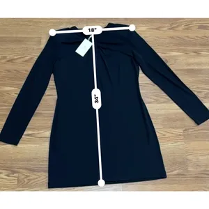Anine Bing Amaya Black Keyhole Mini Dress Long Sleeve Women’s L thumbnail 7