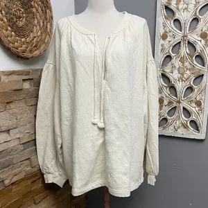 Women's cream Aerie sweater with tassels size L thumbnail 2