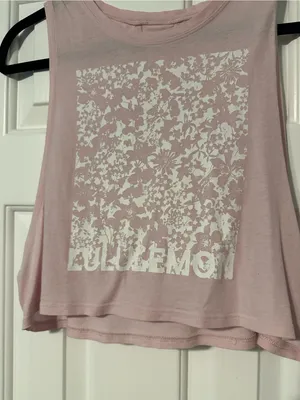 lululemon athletica Pale Pink Floral Graphic Cropped Tank thumbnail 3