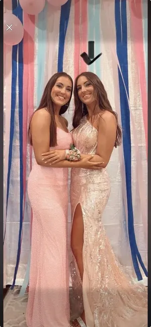 Sherri Hill pale pink/whitish one shoulder gown on the right $250 thumbnail 4