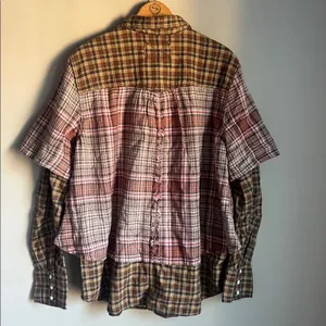 NEW Free People Layer it Up Plaid Flannel Snap Down Top Medium thumbnail 3