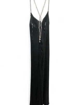 Night Way Collections Black Strapless Maxi Dress with Chain Straps thumbnail 2