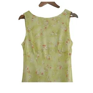Studio Y Vintage 90s‎ Teacher Yellow Floral Sleeveless Midi Dress Size 13/14 Made in USA thumbnail 4