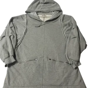 Free People Movement Close Call Gray Oversized Hooded Sweatshirt; size large thumbnail 5