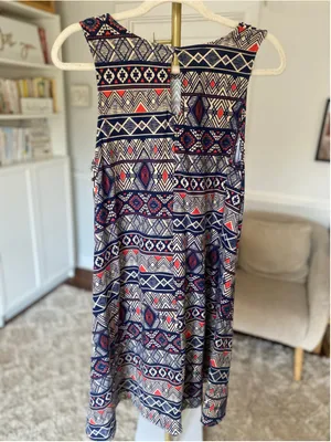 New Directions Tribal Swing Dress Geometric Print Sleeveless Southwestern Boho M thumbnail 3