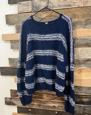 Free People Hockley Stripe oversized alpaca blend Sweater sz XS thumbnail 3