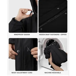 NEW Mid Length 15 Heat Zones Heated Pockets Hood Jacket Coat 2X thumbnail 7
