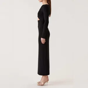 Sophie Rue Stella Ruched Jersey Maxi Dress Long Black Cutout Stretchy NWT Size M thumbnail 10