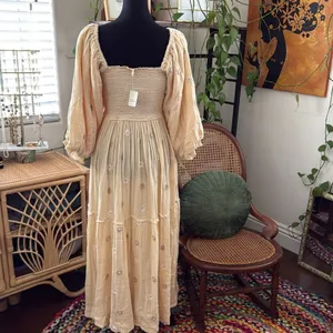 NWT Free People Dahlia Pearl Island Embroidered Boho Hippie Brunch Maxi Dress thumbnail 2