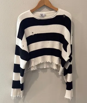 Princess Polly London Bridge Striped Distressed Sweater size XS/S thumbnail 1