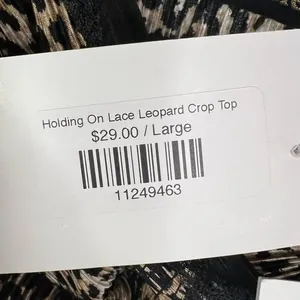 Endless Blu Holding‎ On Lace Leopard crop top size large new with tags Black thumbnail 7