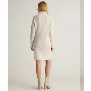 Quince Size XL Sweater Dress Australian Merino Wool Turtleneck Heather Bone thumbnail 2