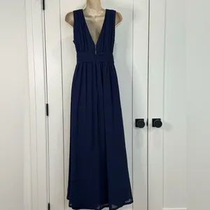 Lulus Heavenly Hues Maxi Dress Gown Small Modest Navy Blue Prom Formal Wedding thumbnail 4