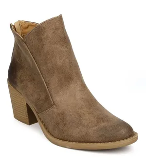 Qupid Faux Suede Chunky Heel Bootie thumbnail 1