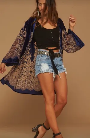 12th Tribe shawl wrap velvet festival kimono thumbnail 4