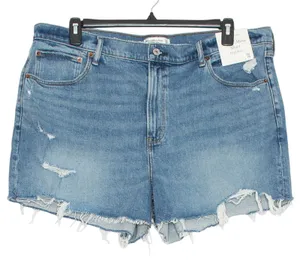 NWT Abercrombie Mom Denim Shorts High Rise Distressed Cutoff Blue 18 34 Y2K 90s thumbnail 1