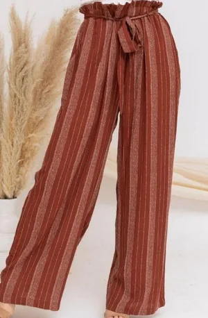 Boutique Rust Pinstripe Wide Leg Pants Size M thumbnail 2
