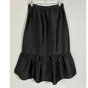 Zara Womens Black Ruffle Hem Midi Skirt Side Zip Elastic Waist M 7521/252/800 thumbnail 3