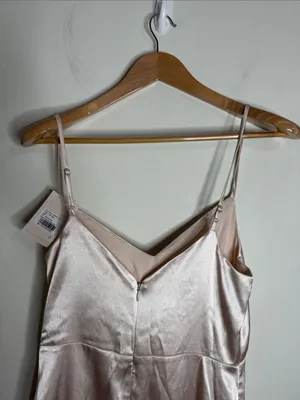 Birdy Grey Bridesmaid Catherine Shiny Strapped Maxi Dress in Champagne size S thumbnail 6